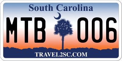 SC license plate MTB006