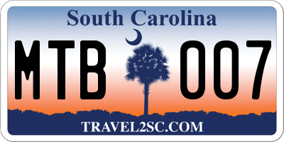 SC license plate MTB007