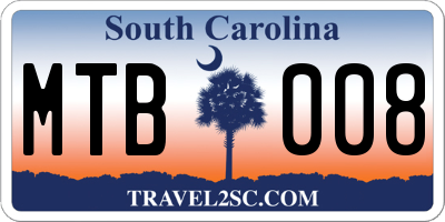 SC license plate MTB008
