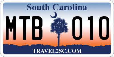 SC license plate MTB010