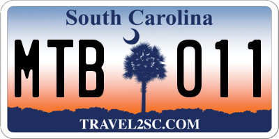 SC license plate MTB011