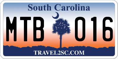 SC license plate MTB016