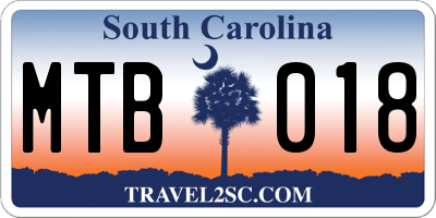 SC license plate MTB018