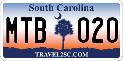 SC license plate MTB020