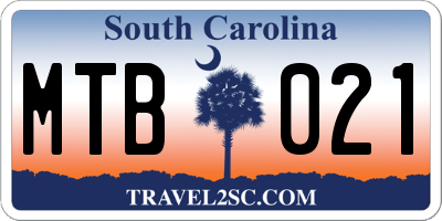 SC license plate MTB021