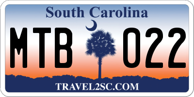 SC license plate MTB022