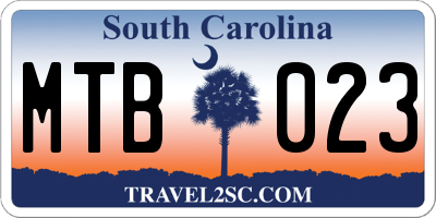 SC license plate MTB023