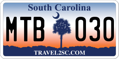 SC license plate MTB030