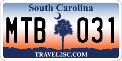 SC license plate MTB031