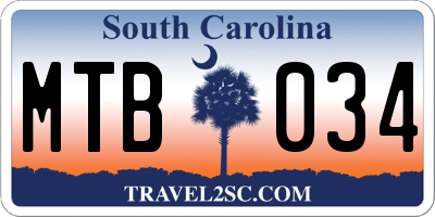 SC license plate MTB034