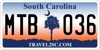 SC license plate MTB036
