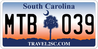 SC license plate MTB039