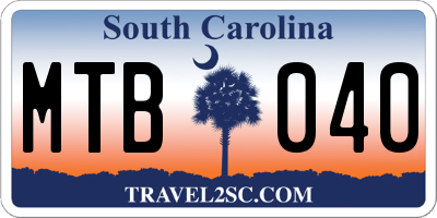 SC license plate MTB040