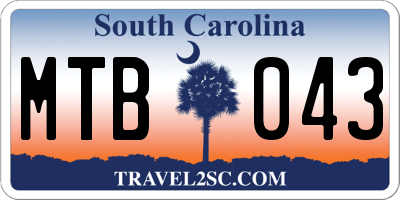SC license plate MTB043
