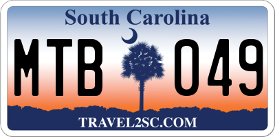 SC license plate MTB049