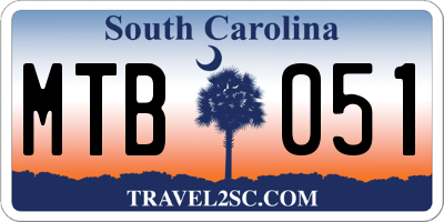SC license plate MTB051