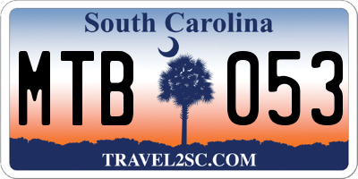 SC license plate MTB053