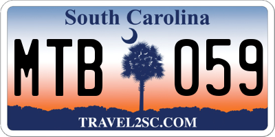 SC license plate MTB059