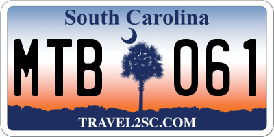 SC license plate MTB061