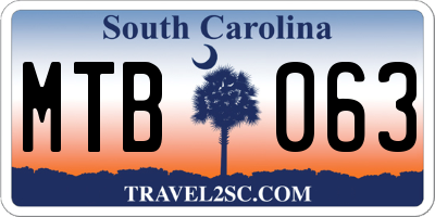 SC license plate MTB063