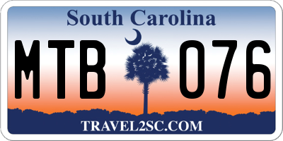 SC license plate MTB076