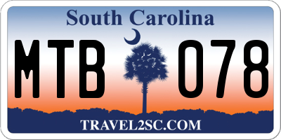 SC license plate MTB078