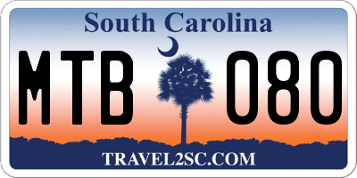 SC license plate MTB080