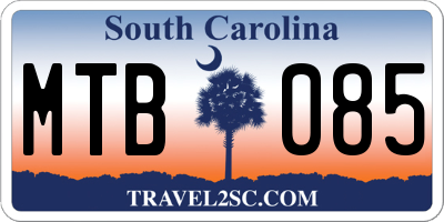 SC license plate MTB085