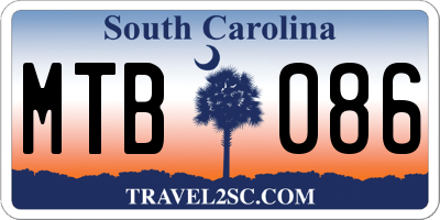SC license plate MTB086