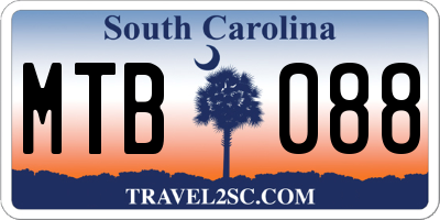 SC license plate MTB088