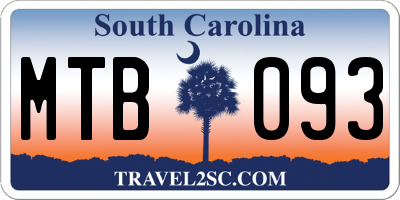 SC license plate MTB093
