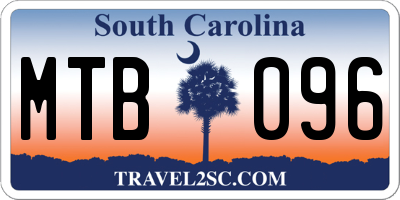 SC license plate MTB096