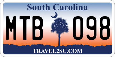 SC license plate MTB098
