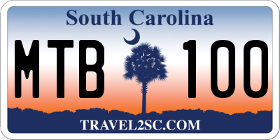 SC license plate MTB100