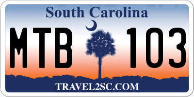 SC license plate MTB103