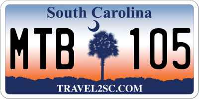 SC license plate MTB105