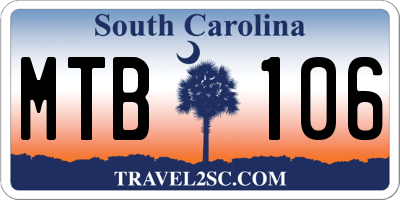 SC license plate MTB106