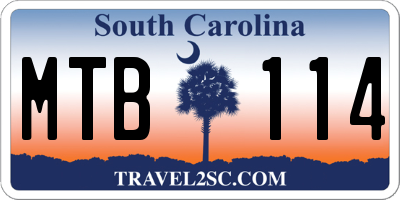 SC license plate MTB114