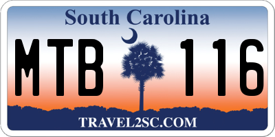 SC license plate MTB116