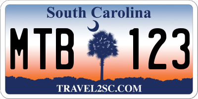 SC license plate MTB123