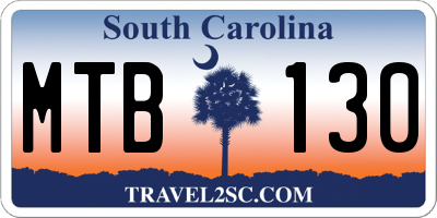 SC license plate MTB130