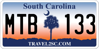 SC license plate MTB133