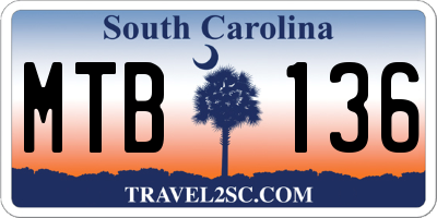 SC license plate MTB136
