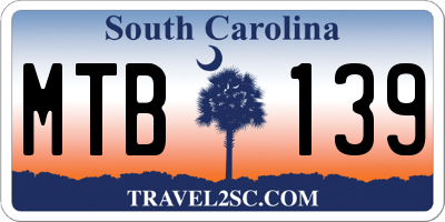 SC license plate MTB139