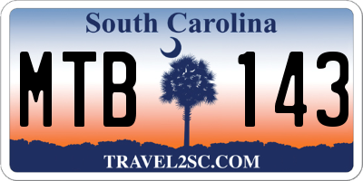 SC license plate MTB143