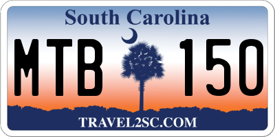 SC license plate MTB150
