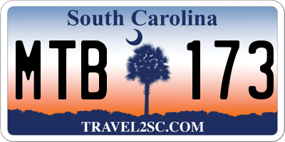 SC license plate MTB173