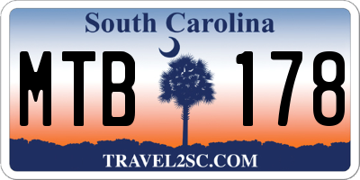 SC license plate MTB178