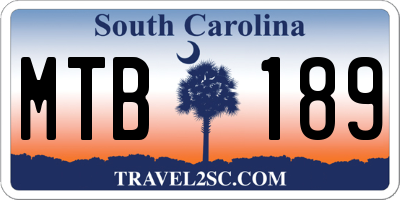 SC license plate MTB189