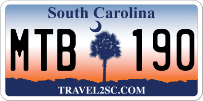 SC license plate MTB190